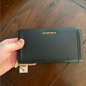 Ellen Tracy Black Zip-Around Wallet